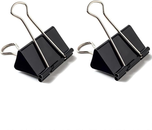 Coideal Black Binder Clips Medium, 1.25 Inch Black Metal Paper Clips 24 Pcs 32mm Foldback Bull Clip Clamps for Office School (1 1/4 Inch)