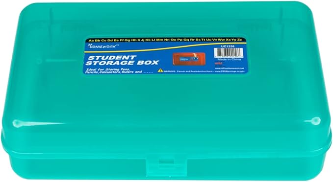 Craft County | Transparent Pencil Box | Colored Utility Box Storage Office Supplies Organizer | Green