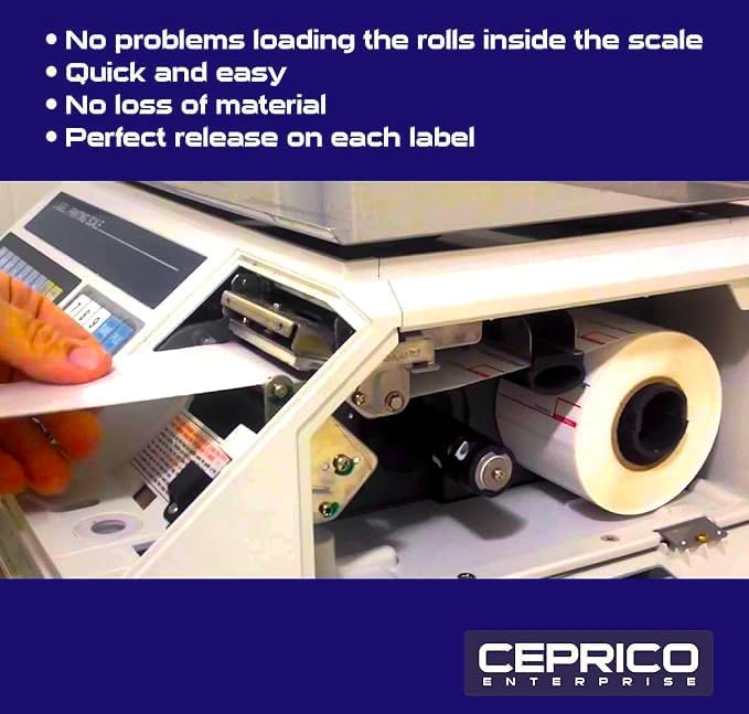 CEPRICO - Customizable CĀS Scale Labels - 48 Rolls of Thermal Printing Scale Labels – Compatible with CĀS LST-8040 | Safe Handling Instruction | Ideal for Supermarkets, Retailers and Grocery Stores