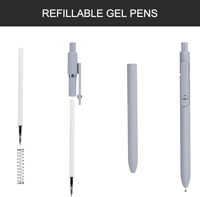 6 Pcs Gel Pens,0.5mm Fine Point Black Ink Pens With Smooth Writing,Aesthetic Pens for School & Office Supplies(Black Gray White)