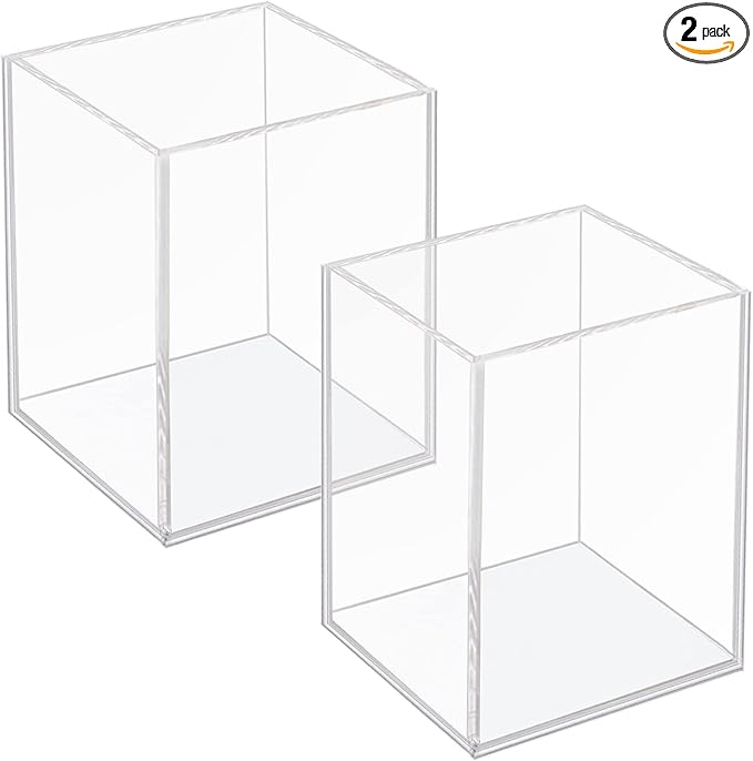 2 Pack Acrylic Pen Pencil Holder, Clear Makeup Brush Holder Cup Storage Office Desktop Desk Table Stationery Organizer