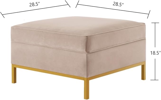 24KF Large Square Couch Ottoman for Living Room, Upholstered Velvet Padded Cushion Ottoman Table,Large Foot Rest,Taupe