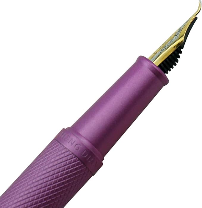 Asvine Pink Forest Fountain Pen Bent Nib, Classic Design with Converter and Metal Pen Case, The Light of Hope Serise