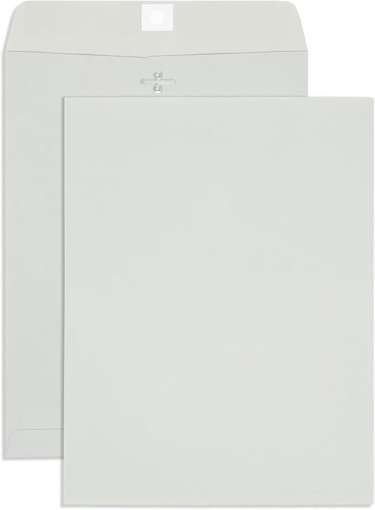 Blue Summit Clasp Envelopes, 9 x 12-Inch, Thick 28lb Gray Kraft Paper, Clasp with Gummed Seal, 100 Envelopes