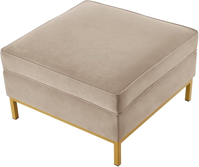 24KF Large Square Couch Ottoman for Living Room, Upholstered Velvet Padded Cushion Ottoman Table,Large Foot Rest,Taupe