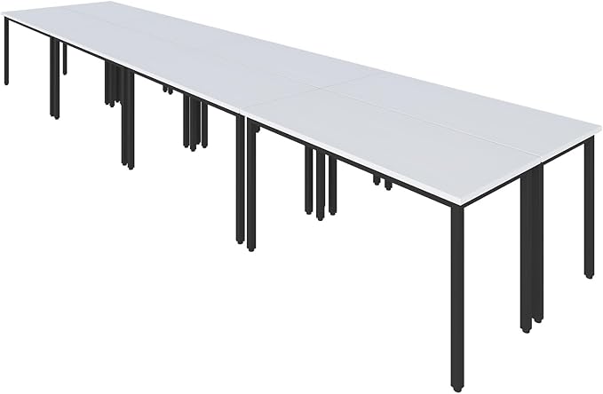 Bonzy Home Conference Tables 16ft Office Computer Desk for Meeting Room Study Writing Printer Table Meeting Seminar Table for 20 People Rustic Vintage 8PCS 188.8"x47.2"x29.5", White