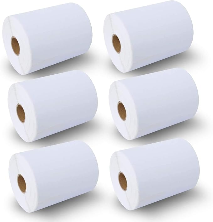 BETCKEY - 4" x 6" (102 mm x 152 mm) Shipping Labels Compatible with Zebra & Rollo Label Printer(not for dymo 4XL), Premium Adhesive & Perforated [6 Rolls, 1500 Labels]