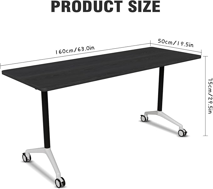 Conference Room Table with Flip-Top Design for Dynamic Meetings, Business Table Computer Desk with Heavy-Duty Frame,Foldable Seminar Meeting Tables for Home Office (6, F, 61IN)