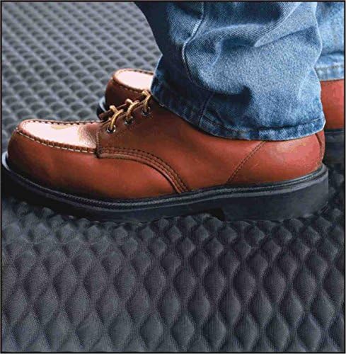 American Floor Mats Hog Heaven Premium 7/8" Black & Yellow Border 4' x 6' Nitrile Backed Anti-Fatigue Comfort Mat