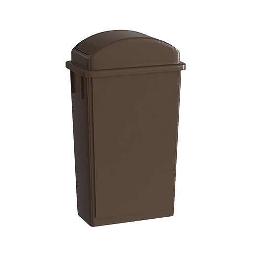 23 Gallon Brown Slim Jim Trash Can with Swing Top Lid