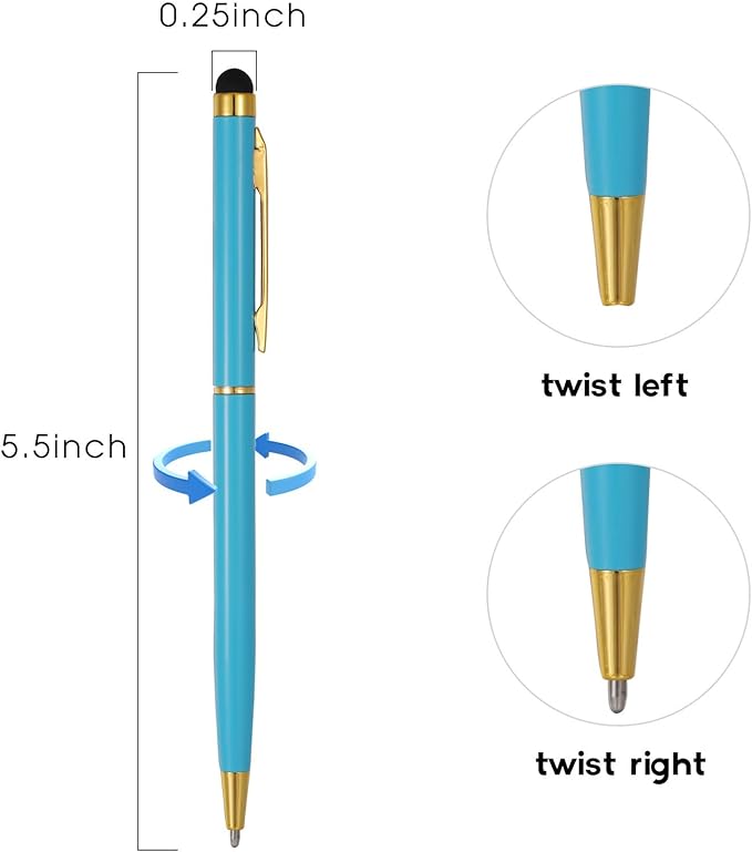 15 Pack Stylus Pens for Touch Screens Stylus Pen Compatible with Phone Tablets Kindle and Black Ink Ballpoint Pens-2 in 1 Stylists pens for Touch Screens (Gold)