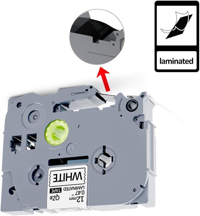 4Pack TZe-231 Tape Label Maker Compatible with Brother P-Touch TZe-231 Tape, TZE231 ½” 0.47”x 26.2 ft Laminated Black on White, for use with PT-D210, PT-H110, PT-D220, PT-D410, PT-D600