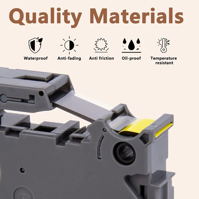 Hehua Tape Tze Tz 9mm 0.35 Laminated Yellow Compatible for Brother P-Touch TZe-621 TZe621 TZ-621 TZ621 Tape for Ptouch PT D210 D220 D200 D610 H110 1880, 3/8'' x 26.2ft Black on Yellow, 3 Pack