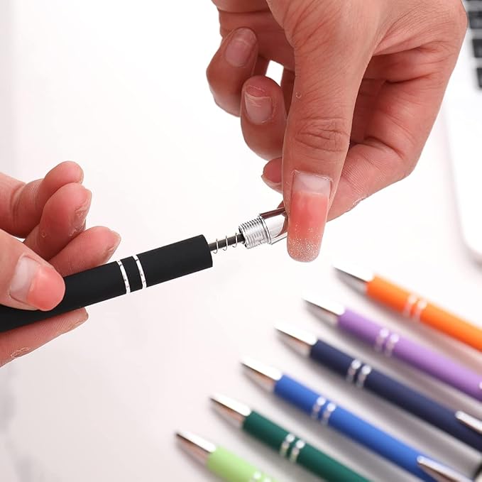 Ballpoint Pen with Stylus Tip, Soft Touch Click Pen, 2 in 1 Metal Pens, Medium Point(Black refills - 20 pcs)…