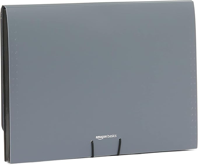 Amazon Basics PBH-2556 Expanding File, Letter Size, 12-Pack, Black & Gray