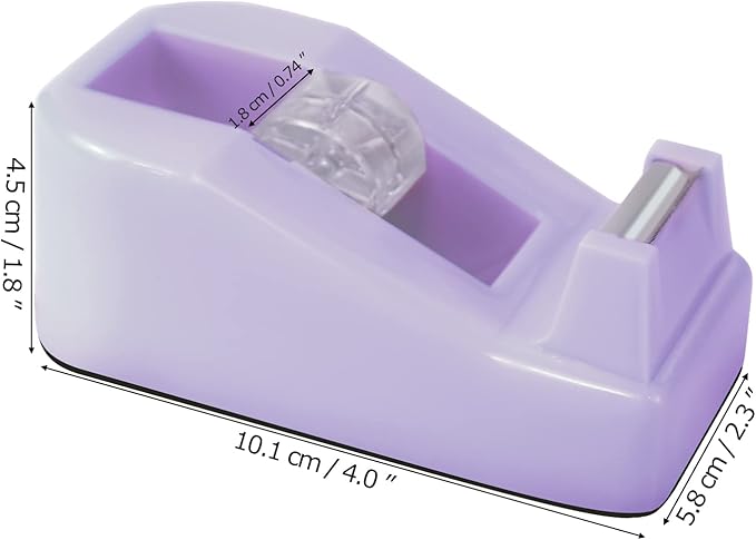 1Pcs Desktop Tape Dispenser Adhesive Roll Holder with Weighted Nonskid Base, Purple (Tape not Included)
