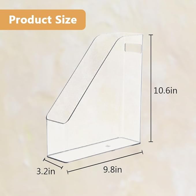 6 Pack Clear Acrylic Magazine File Holder, Acrylic Vertical File Organizer File Folder Bin Storage File Folder Rack Clear Plastic File Folder Organizer for Home Office Space