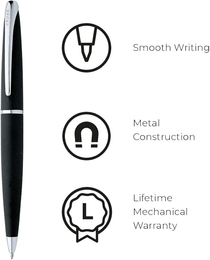 Cross ATX Refillable Ballpoint Pen Presented in a Luxury Gift Box - Medium Point, Black Ink, Basalt Black