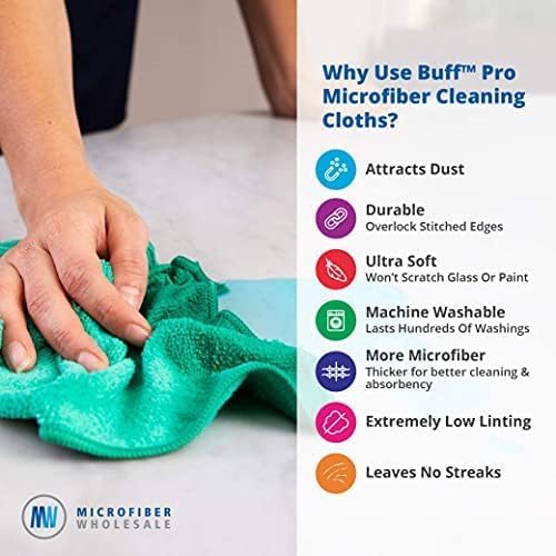 12" x 12" MW Pro Multi-Surface Microfiber Cleaning Cloths | Blue - 12 Pack | Premium Microfiber Towels for Cleaning Glass, Kitchens, Bathrooms, Automotive, Supplies & Products