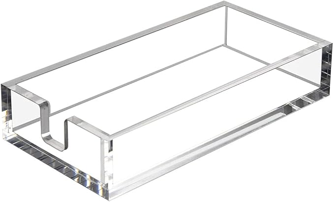 HIIMIEI Acrylic Napkin Holder for Bathroom, Acrylic Guest Towel Holder, Bathroom Napkins Guest Disposable Holder, Hand Towel Tray for Kitchen, Parties, Weddings, Party, Hotel, Restaurant（Clear）