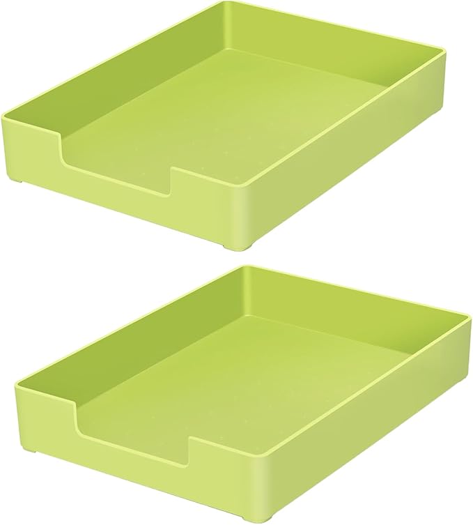 Desk Letter Tray, 2PCS A4 Size Plastic Stackable File Document Organizer, Office Desktop File Paper Holder, Book Storage Rack,Anti-Skid Stacking Support for Office Supplies (Green)