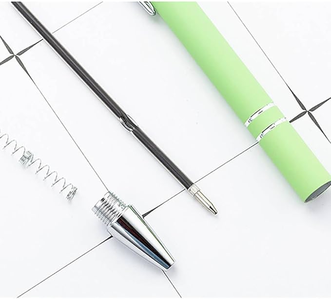 Green Ballpoint Pens with Black Ink, 2-in-1 Stylus Tip, 1.0mm Medium Point, Matte Metal Barrel – 10-Pack for Office or School