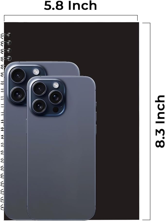 48 Pack Spiral Notebook, 5.8 x 8.3, 120 Pages (60 Sheets),100 GSM Paper Ruled Notebooks, Water Resistant Black Cover, Bulk A5 Journal for Women & Men, Daily Wrting Small Book, School, Office