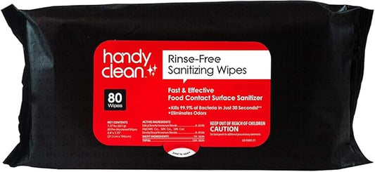HandyClean Rinse-Free Food Contact Sanitizing Wipes Pouch, Multi Surface Cleaning Supplies for Kitchen and Professional Setting - 1 pack, 71 count