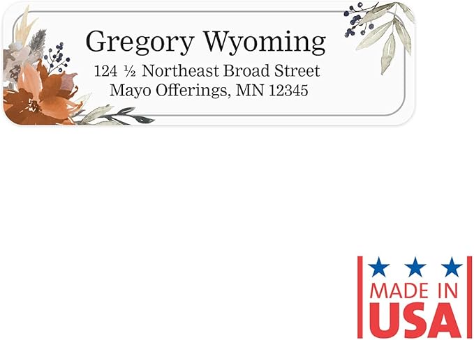 Indie Floral Rolled Address Labels/Roll of 250 Personalized Return Address Labels/Designer Return Address Stickers in Elegant Plastic Dispenser