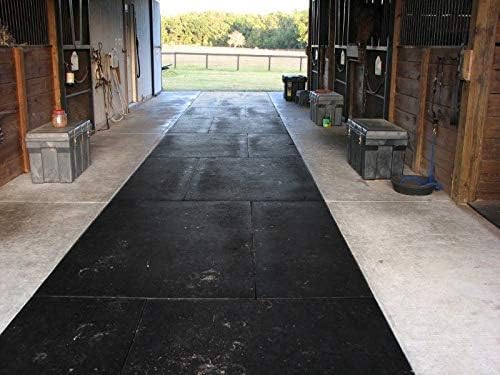 American Floor Mats - Heavy Duty Stall Tiles - Stable/Horse Tiles - Thick, Durable Rubber Flooring Solid Black 8' x 10' Set 3/8" Thick (20 Tiles Total)
