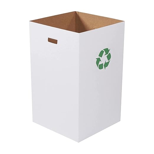 AVIDITI Cardboard Trash Cans and Recycling Bins, 40 Gallon 18"L x 18"W x 30"H (10-Pack) Reusable or Disposable Pop Up Garbage Boxes for Parties, Outdoor Events, Heavy Duty, Recycle