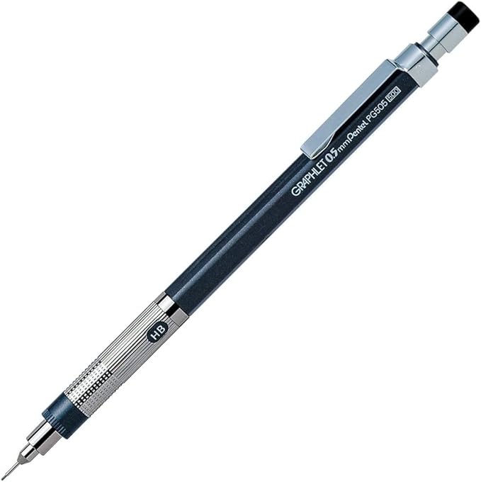Graphlet Mechanical Drafting Pencil + Ain HB/B/2B leads, original Black slim pen case (0.5mm)