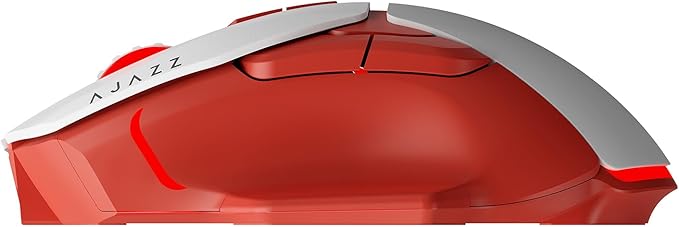 AJ039 2.4G Wireless/ Bluetooth 5.1/ Wired Gaming Mouse, 96g Lightweight, 4800 DPI, Ergonomic LED Backlit USB Gamer Mice Computer Laptop PC, for Windows Mac Linux OS, Red and White