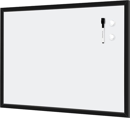 Amazon Basics Magnetic Dry Erase Whiteboard, 35"W x 23"H, Black Wooden Frame
