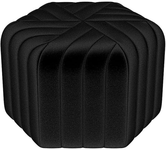 homary 18.5" Hexagonal Pouf Ottoman Upholstered, Velvet Footrest Rest Stools Modern Sofa Footrest Entryway Shoe Changing Stool, Low Coffee Table Footstool for Living Room/Bedroom/Entrway-Black