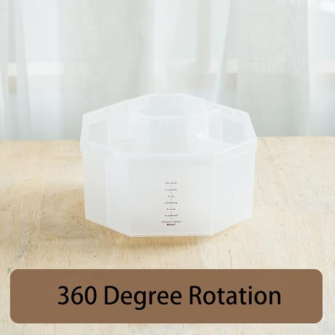 Desk Organizer, 360-Degree Rotating Multi-Functional Pen Holder, 5 Compartments Desktop Stationary Organizer, Home Office Art Supply Storage Box Caddy (Semitransparent)