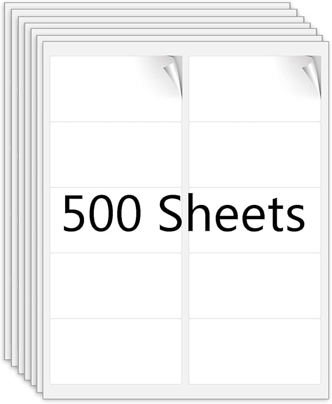 10-UP Address Labels for Laser/Inkjet Printers, White, 2 x 4 Inch, (500 Sheets - 5000 Labels)
