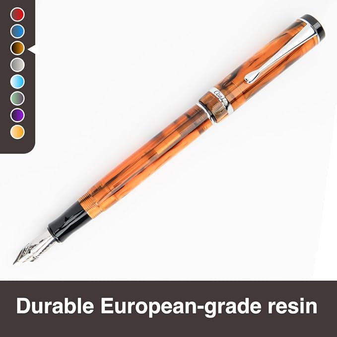 Conklin Duragraph Fountain Pen Amber - Extra Fine Nib, Precision Writing Instrument with Warm Amber Finish
