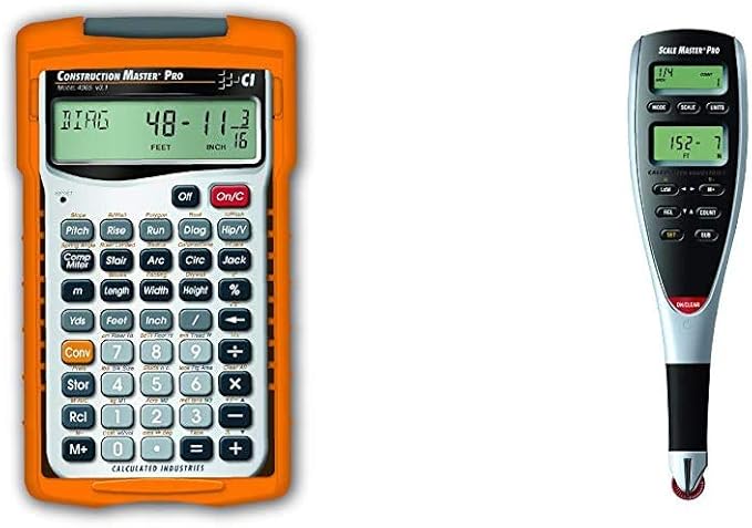 Calculated Industries 4065 Construction Master ProCalculator & 6025 Scale Master Pro Digital Plan Measure Take-Off Tool | 72 Built-in US Imperial, Metric Scales | 6 Custom Scales