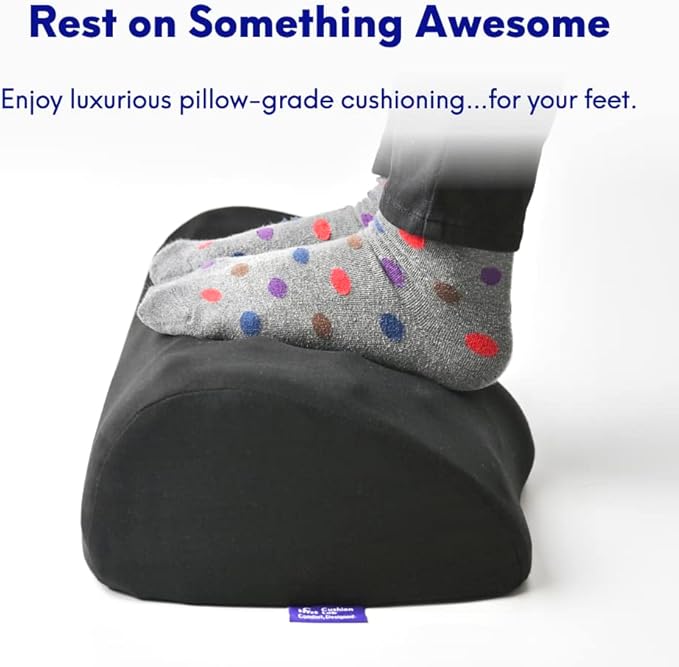 C CUSHION LAB Ergonomic Foot Rest for Under Desk - Patented Massage Ridge Design Memory Foam Foot Stool Pillow for Work, Home, Gaming, Computer, Office Chair - Footrest for Back and Hip Pain Relief