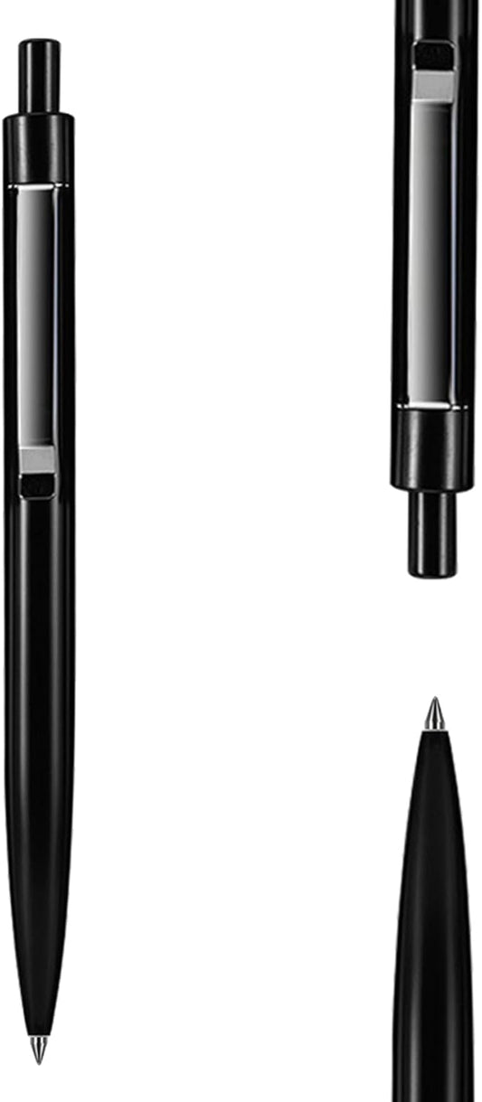DUNBONG Black Metal Gel Pen, Gel Ink Ballpoint Pen, Black Ink, 0.5mm Retractable Ink Pen (Black)