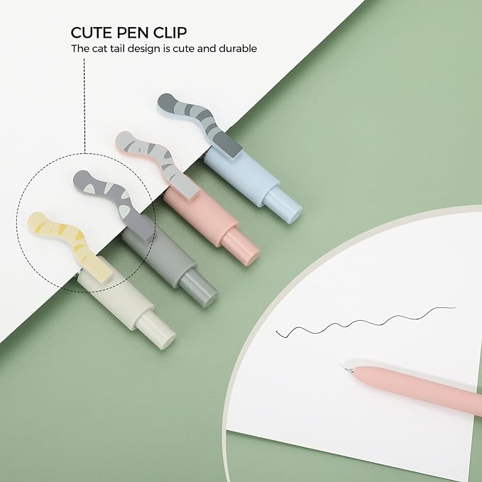 Ddaowanx Cute Cat Pens, 4 Pcs 0.5mm Quick Dry Black Ink Gel Pens Fine Point Smooth Writing Pens, Cat Lover Gifts for Women Men