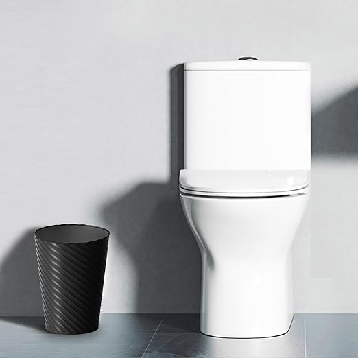 Bathroom Trash Can, 8 Pack 1.8 Gallons Small Trash Can with Trash Bags, Bathroom Garbage Can, Plastic Trash Bin, Round Waste Basket for Living Room, Bedroom, Office, Kitchen, Compact Space (Black)