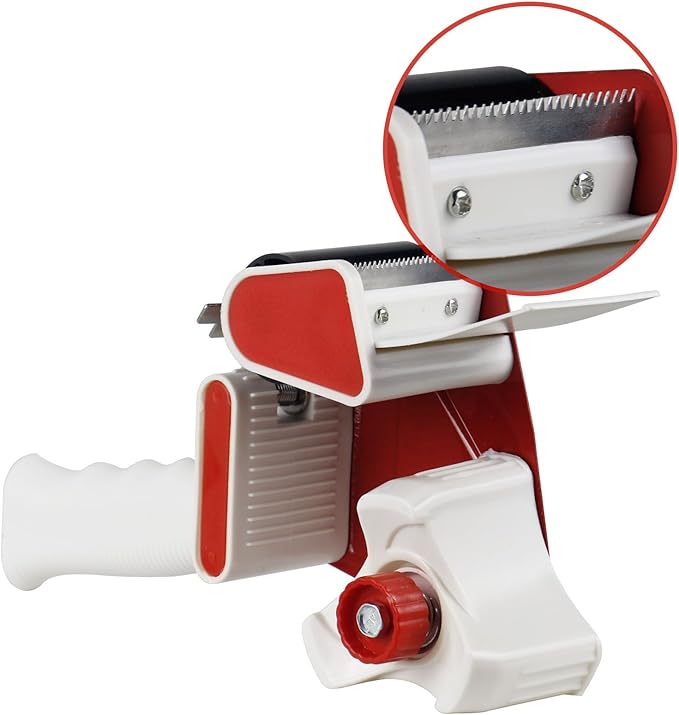 BOMEI PACK Heavy Duty Packaging Tape Dispenser, 2 Inch Tape Gun with Clear Tape, 1 Dispenser + 2 Rolls