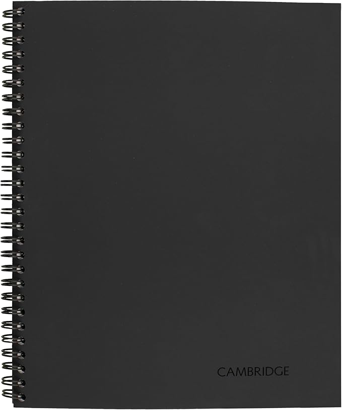 Cambridge Limited Business Notebook, Meeting Format, Legal Ruled Paper, 8-1/4" x 11", 80 Sheets, Flexible Soft Touch Cover, Wirebound, Gray (06132)