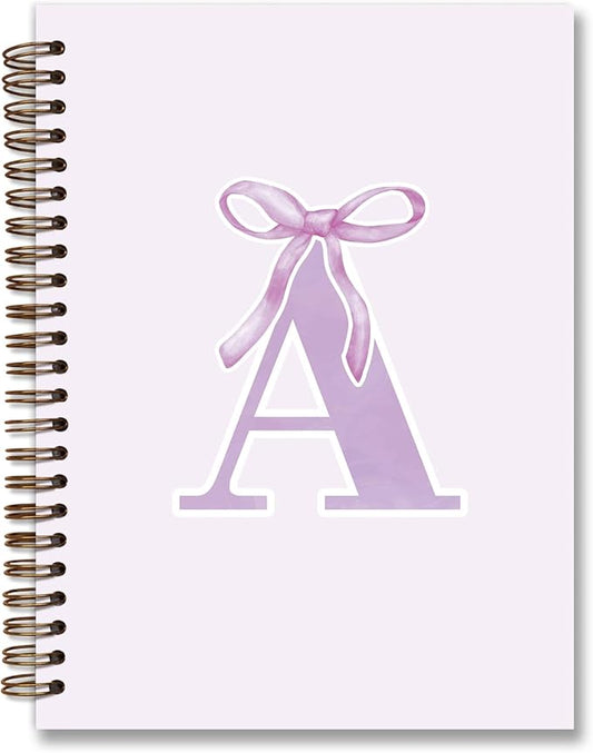 foedor Coquette Trendy Preppy Purple Bow Spiral Notebook,Initial A Journal Personalized Teen Girl Gifts,Monogrammed Gifts for Women Teen Girl,College Ruled Hardcover Spiral Notebook(purple)