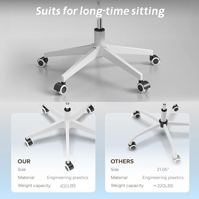 Ergonomic Office Chair with Adjustable Flip-Up Armrests & Lumbar Support - Thickened Cushion Desk Chair with Wheels, Comfy Home Office Computer Chair