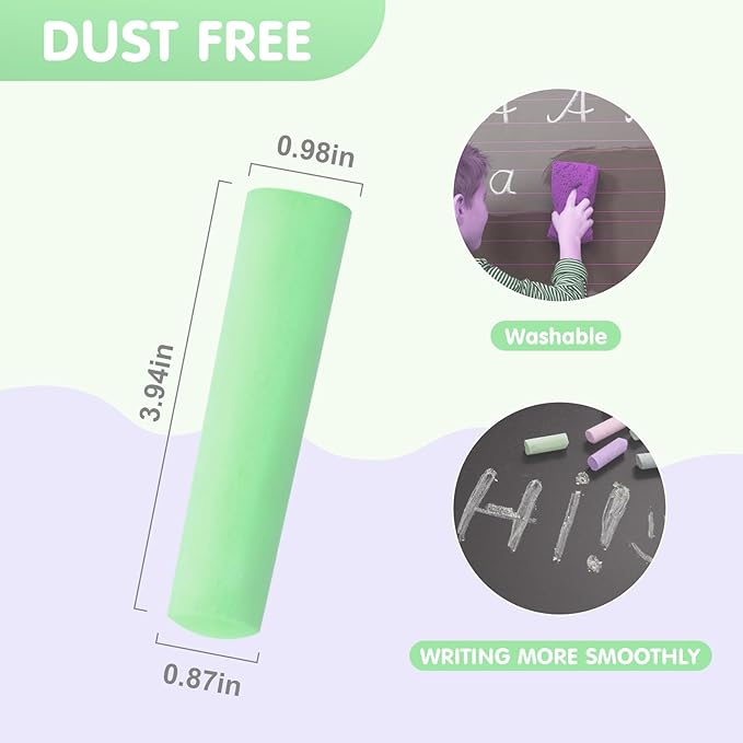 50 Pack Washable Sidewalk Chalks for Kids Non-Toxic Jumbo Chalk for Outdoor Art Play, Colored Chalk for Painting on Chalkboard, Blackboard and Playground