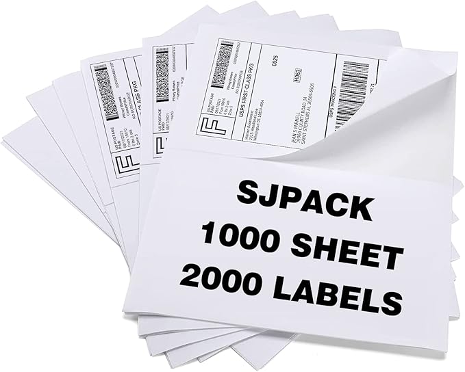 2000 Labels 8.5x5.5 Half Sheet Laser/Ink Jet Shipping Labels Mailing Blank Labels
