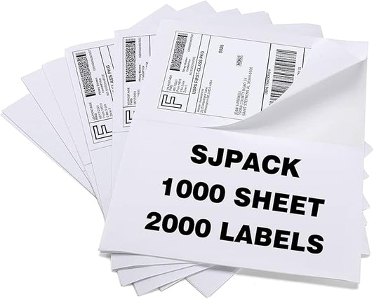 2000 Labels 8.5x5.5 Half Sheet Laser/Ink Jet Shipping Labels Mailing Blank Labels